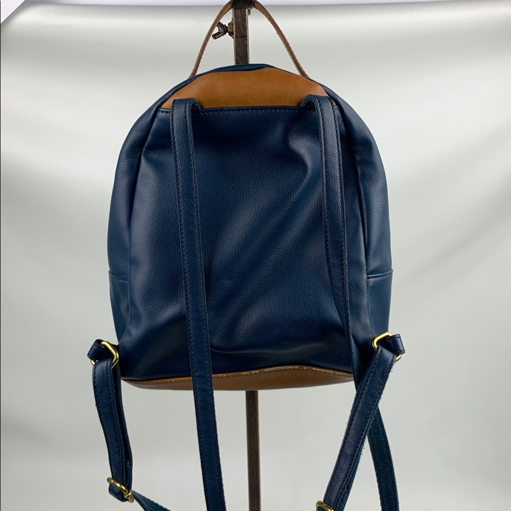 Fossil Multicolored Backpack Bag Navy Blue Gold Brown Pink Adjustable Zip Close - Picture 2 of 16